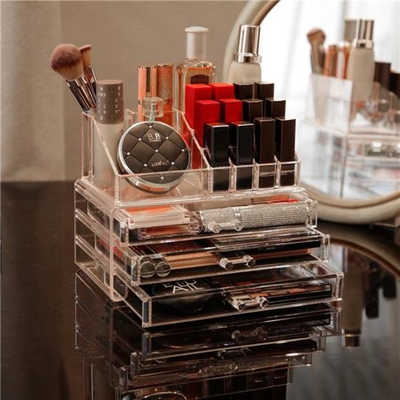 Makeup Organizer Skin Care Large Clear Cosmetic Display Cases Stackable Storage - Picture 4 of 7